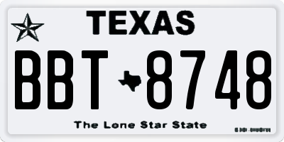 TX license plate BBT8748