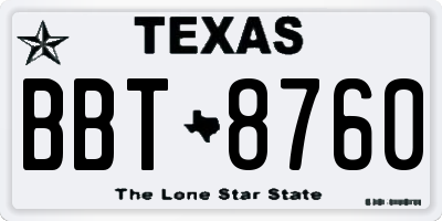 TX license plate BBT8760