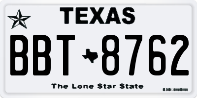 TX license plate BBT8762