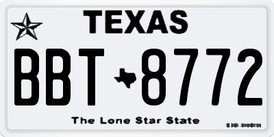 TX license plate BBT8772