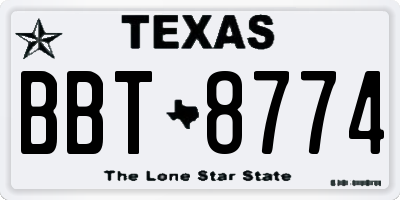 TX license plate BBT8774