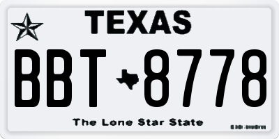 TX license plate BBT8778