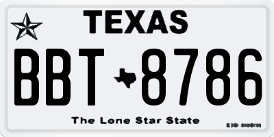 TX license plate BBT8786