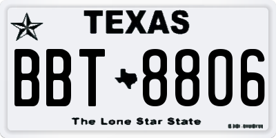 TX license plate BBT8806