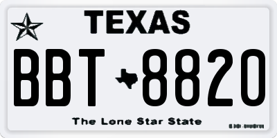 TX license plate BBT8820