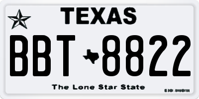 TX license plate BBT8822