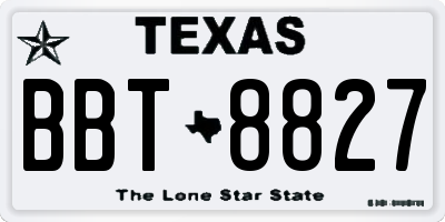 TX license plate BBT8827