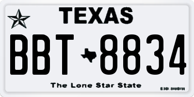 TX license plate BBT8834