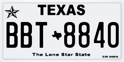 TX license plate BBT8840