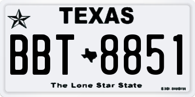 TX license plate BBT8851