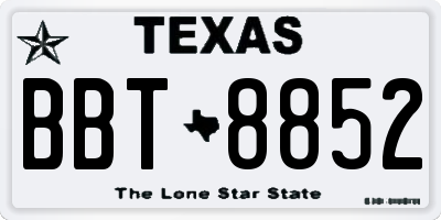 TX license plate BBT8852