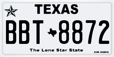 TX license plate BBT8872
