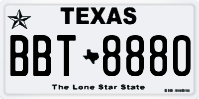 TX license plate BBT8880