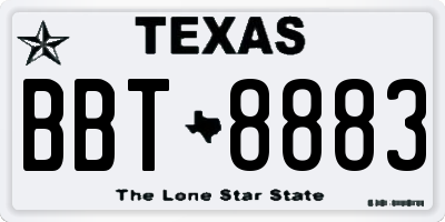 TX license plate BBT8883