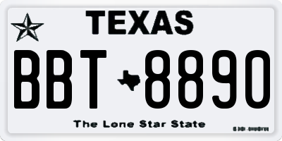 TX license plate BBT8890