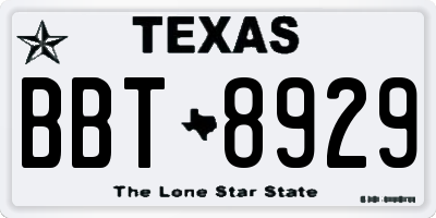 TX license plate BBT8929