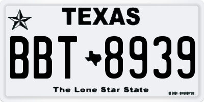TX license plate BBT8939