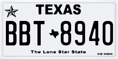 TX license plate BBT8940