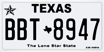 TX license plate BBT8947