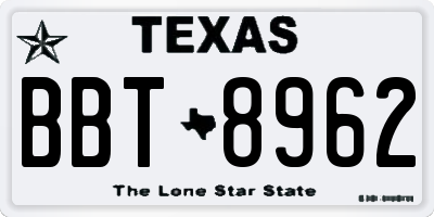 TX license plate BBT8962