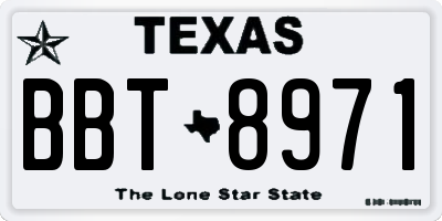 TX license plate BBT8971