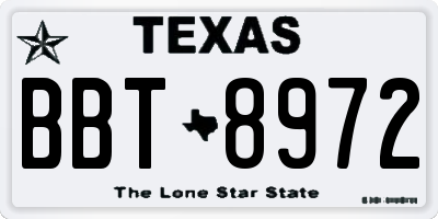 TX license plate BBT8972