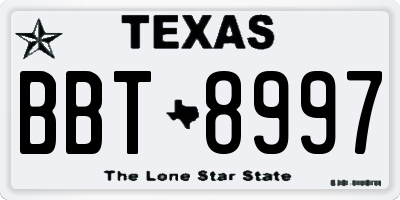 TX license plate BBT8997
