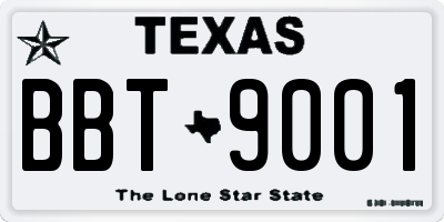 TX license plate BBT9001