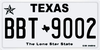 TX license plate BBT9002