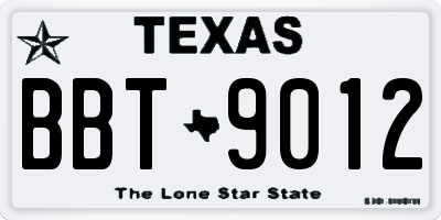TX license plate BBT9012