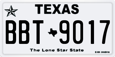 TX license plate BBT9017