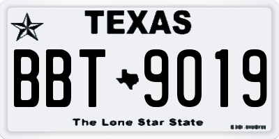 TX license plate BBT9019