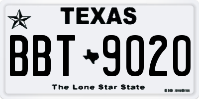 TX license plate BBT9020