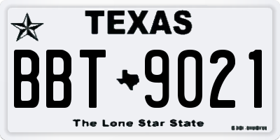 TX license plate BBT9021