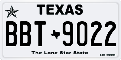 TX license plate BBT9022