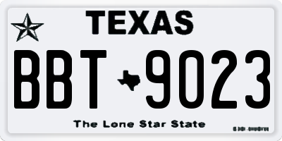 TX license plate BBT9023