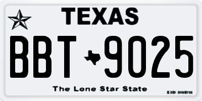 TX license plate BBT9025