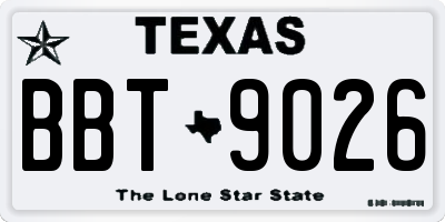 TX license plate BBT9026