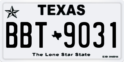 TX license plate BBT9031