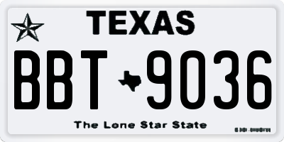 TX license plate BBT9036