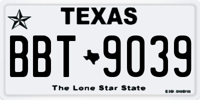 TX license plate BBT9039