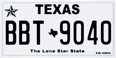 TX license plate BBT9040