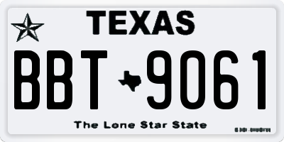 TX license plate BBT9061