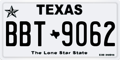 TX license plate BBT9062