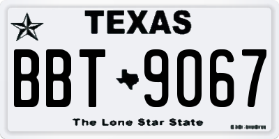 TX license plate BBT9067