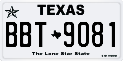 TX license plate BBT9081