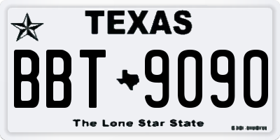 TX license plate BBT9090