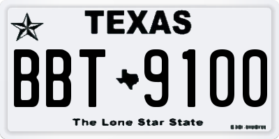 TX license plate BBT9100