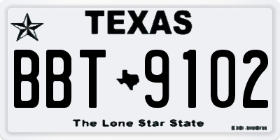 TX license plate BBT9102