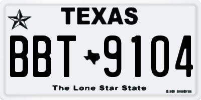 TX license plate BBT9104